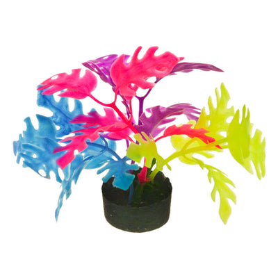 Blue Ribbon ColorBurst Florals Philo Leaf Aquarium Plant Purple, Pink, Blue, Yellow 3.25 in