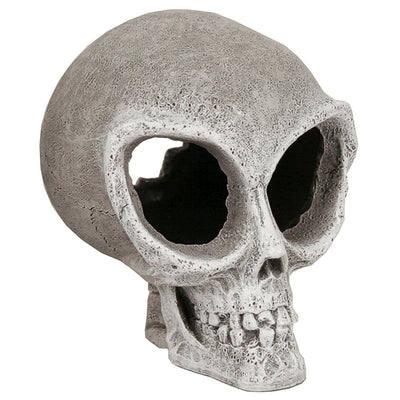 Blue Ribbon Exotic Environments Alien Skull Aquarium Ornament Grey SM