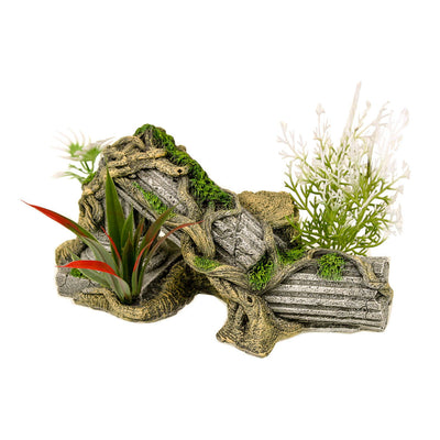 Blue Ribbon Exotic Environments Ancient Column Ruins Aquarium Ornament with Plants Multi-Color 7 in