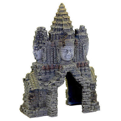 Blue Ribbon Exotic Environments Angkor Wat Temple Gate Aquarium Ornament Grey 9.75