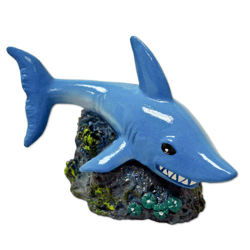 Blue Ribbon Exotic Environments Aqua Critter’s Smiley Shark Aquarium Statue Black Green 2.5