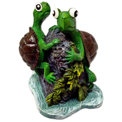 Blue Ribbon Exotic Environments Aqua Critter's Turtle Twins Aquarium Statue Multi-Color 2.25 in