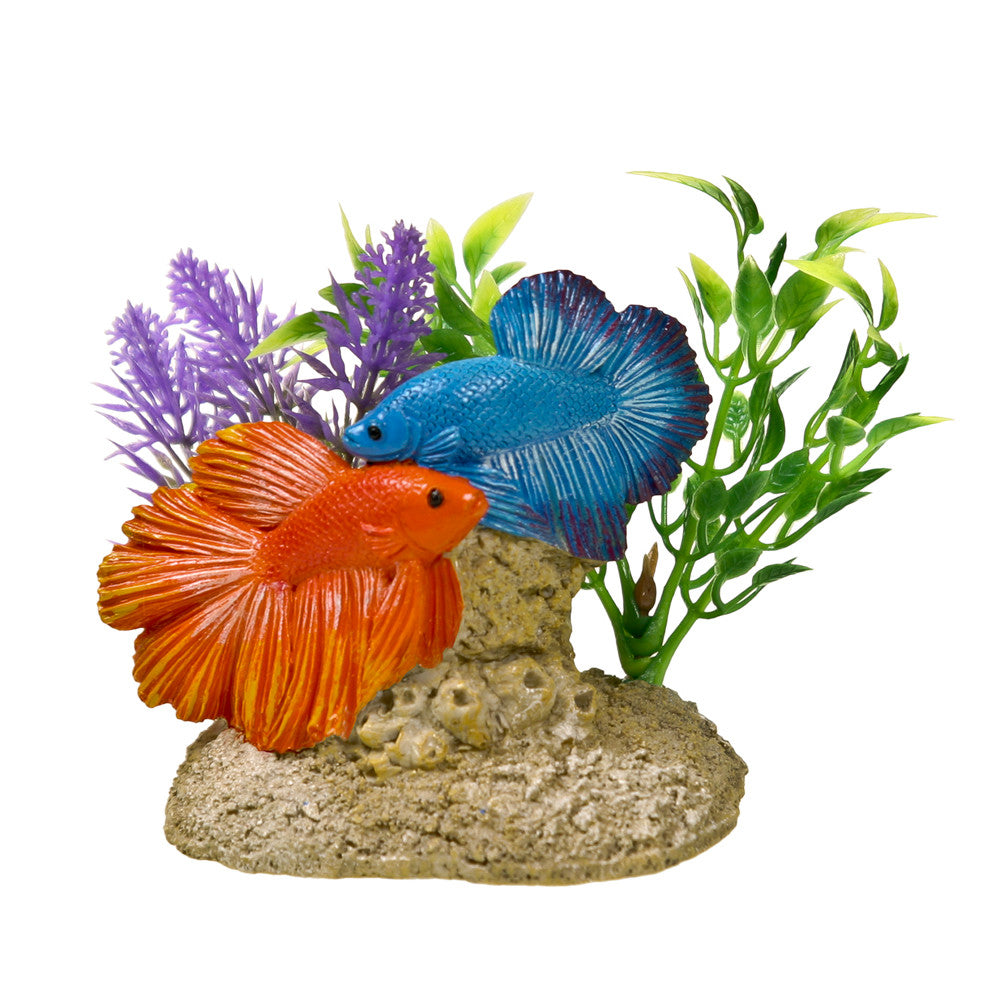 Blue Ribbon Exotic Environments Aquatic Scene Statue with Betas Multi-Color 3.5in SM