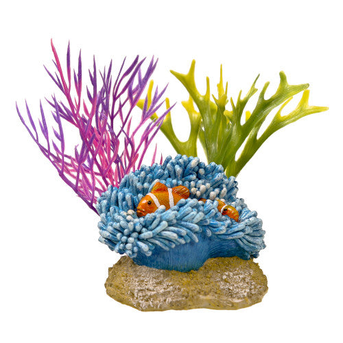 Blue Ribbon Exotic Environments Aquatic Scene Statue with Clownfish Multi - Color 3in SM - Aquarium