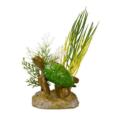 Blue Ribbon Exotic Environments Aquatic Scene Statue with Turtle Brown/Green 3.5in SM - Aquarium