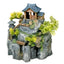 Blue Ribbon Exotic Environments Asian Cottage House Aquarium Ornament with Bonsai Grey Green Wood Grain 8.5