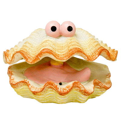 Blue Ribbon Exotic Environments Bubbling Action Clam Aquarium Ornament White, Pink, Orange 2.25 in