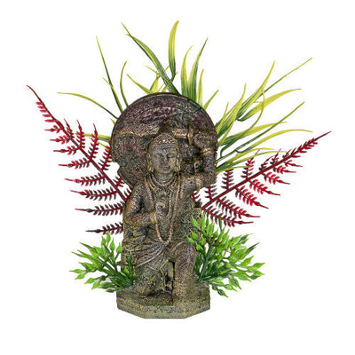 Blue Ribbon Exotic Environments Buddha Warrior Statue with Plants Multi - Color 4.5in SM - Aquarium