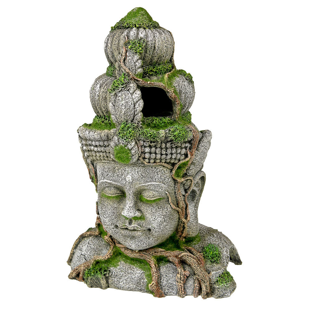 Blue Ribbon Exotic Environments Cambodian Warrior Statue with Moss Grey/Green/Brown 12in LG