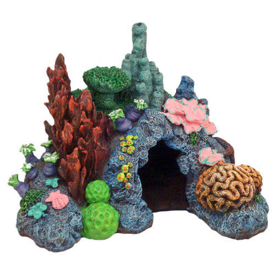 Blue Ribbon Exotic Environments Caribbean Living Reef Aquarium Ornament Multi - Color 9in LG