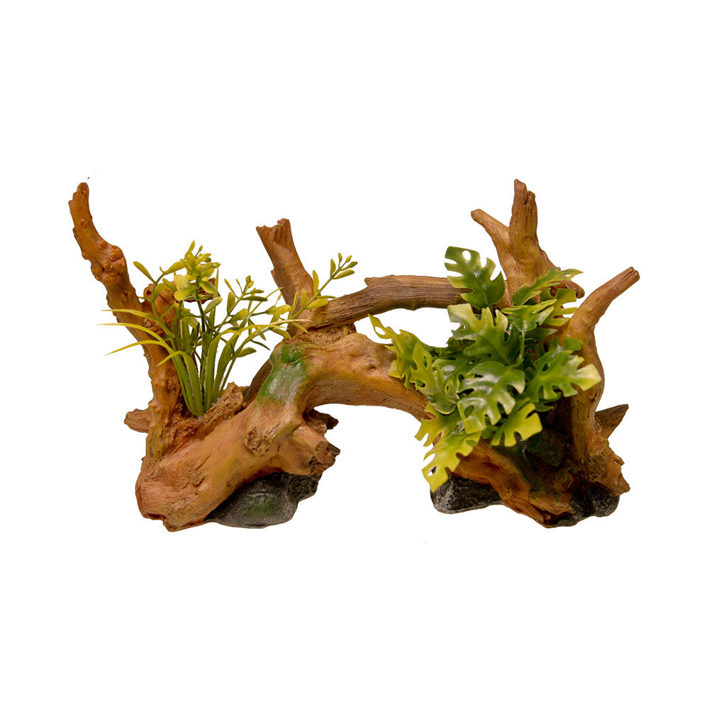 Blue Ribbon Exotic Environments Centerpiece Driftwood with Plants Brown/Green 5.7in SM