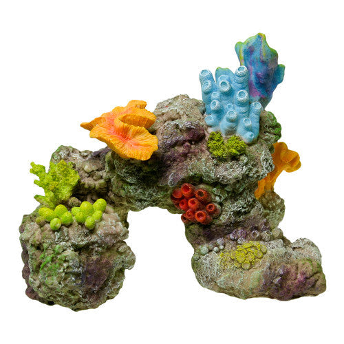 Blue Ribbon Exotic Environments Coral Reef Rock Aquarium Ornament Multi - Color 8in LG