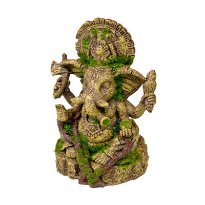 Blue Ribbon Exotic Environments Ganesh Aquarium Statue with Moss Brown Green Yellow 6