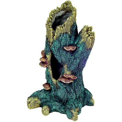 Blue Ribbon Exotic Environments Hollow Tall Tree Trunk Aquarium Ornament Green, Yellow, Brown 18 in Jumbo