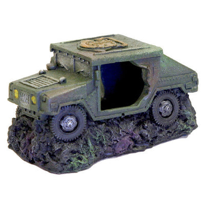 Blue Ribbon Exotic Environments Humvee Aquarium Ornament with Cave Green 2