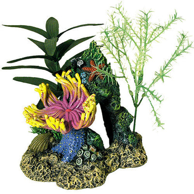 Blue Ribbon Exotic Environments Indonesian Anemone Cave Aquarium Ornament with Plants Multi - Color 6.5