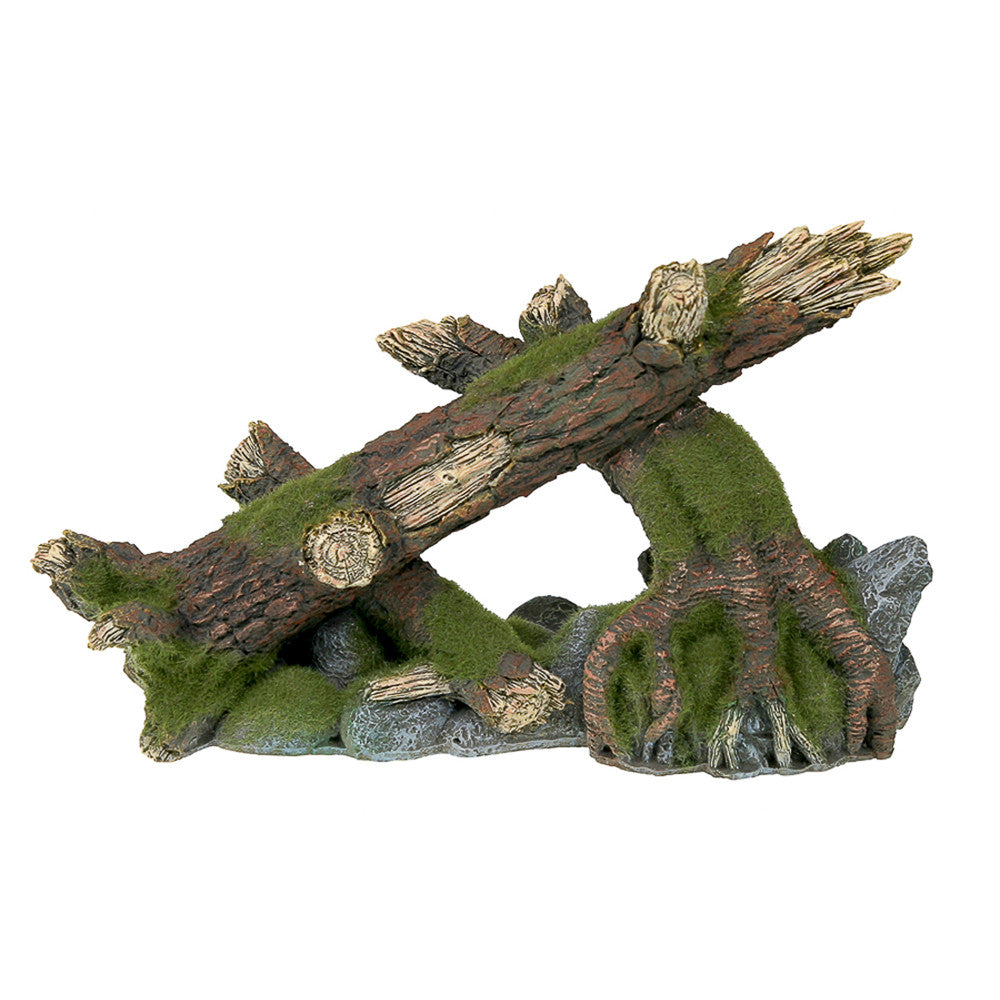 Blue Ribbon Exotic Environments Moss Covered Roots and Logs Aquarium Ornament Multi-Color 6.25 in