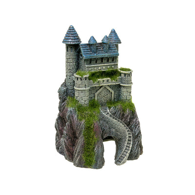 Blue Ribbon Exotic Environments Mountain Top Castle Moss Aquarium Ornament Blue/Grey/Green 6.4in SM