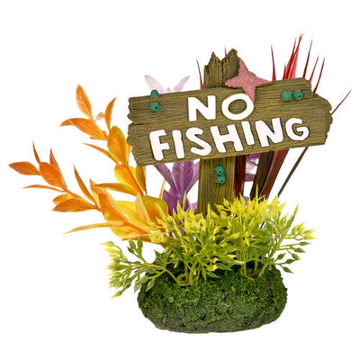 Blue Ribbon Exotic Environments No Fishing Sign Multi - Color 6.25in LG - Aquarium