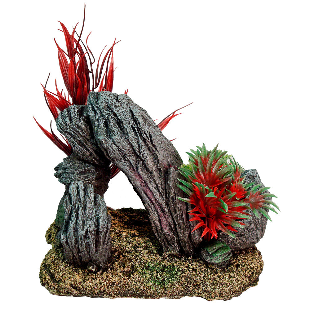 Blue Ribbon Exotic Environments Rock Swim-Through Aquarium Ornament with Plants Multi-Color 5.5 in