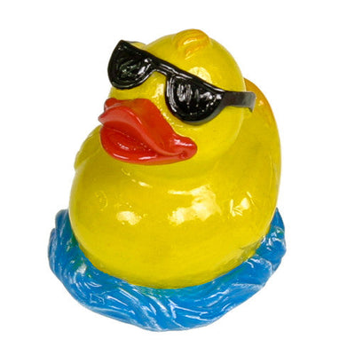 Blue Ribbon Exotic Environments Rubber Duck Aquarium Ornament with Sunglasses Yellow 2.5