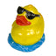 Blue Ribbon Exotic Environments Rubber Duck Aquarium Ornament with Sunglasses Yellow, Blue 2.5 in