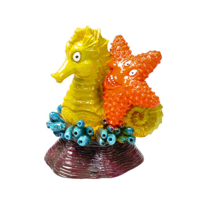 Blue Ribbon Exotic Environments Seahorse & Star Aquarium Statue Multi-Color 2.4 in