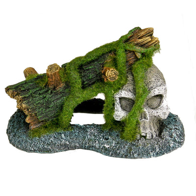 Blue Ribbon Exotic Environments Skull Aquarium Ornament with Moss Multi-Color 4.1 in