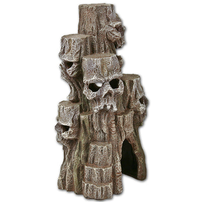 Blue Ribbon Exotic Environments Skull Mountain Aquarium Ornament Grey 10in Tall