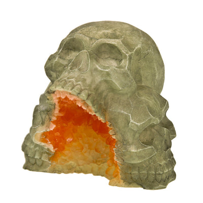 Blue Ribbon Exotic Environments Skull Mountain Geode Stone Aquarium Ornament 4.75 in