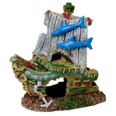 Blue Ribbon Exotic Environments Small Wonders III Ships Bow Aquarium Ornament Multi-Color 4in SM