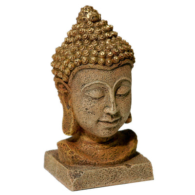 Blue Ribbon Exotic Environments Small Wonders III Thai Buddha Head Aquarium Statue Brown 5.75 in