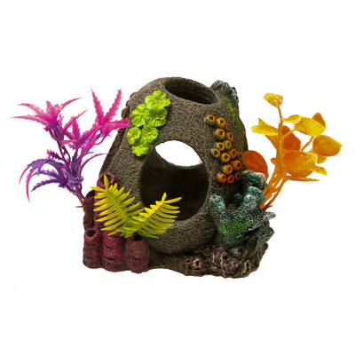 Blue Ribbon Exotic Environments Sunken Orb Floral Aquarium Ornament Multi-Color 3.74 in