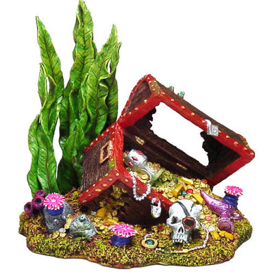 Blue Ribbon Exotic Environments Sunken Treasure Chest Aquarium Ornament Multi - Color 5.2in SM