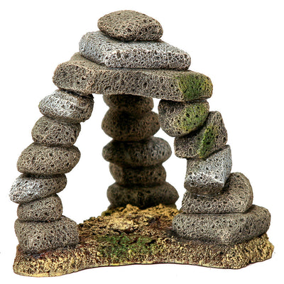 Blue Ribbon Exotic Environments Triple Pebble Archway Aquarium Ornament Grey 7.75 in