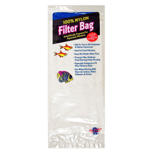 Blue Ribbon Nylon Filter Bag with Draw String White 4in X 12in LG - Aquarium