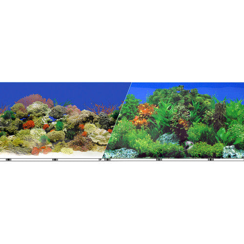 Blue Ribbon Vibran - Sea Double Sided Background Freshwater Garden & Caribbean Coral Reef 12 Inches X 50 Feet - Aquarium