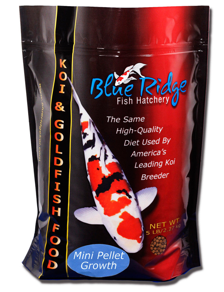 Blue Ridge Fish Hatchery Growth Formula Pellet Fish Food for Koi and Goldfish 2lb Mini