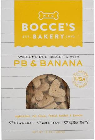 Bocce's Bakery Peanut Butter And Banana Dog Biscuits-14-oz-{L+x} 856019005211