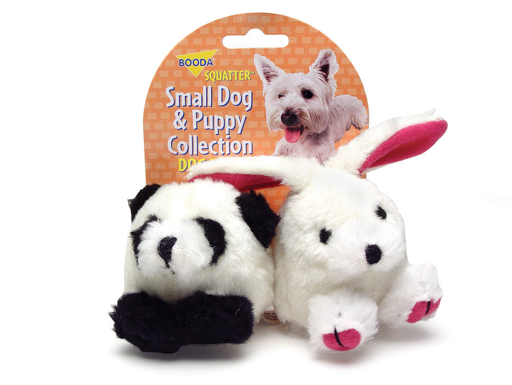 Booda Squatter Panda/Rabbit Small Dog & Puppy Toy Multi-Color SM 2pk