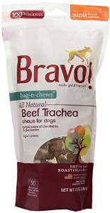 Bravo! Beef Trachea - Minis - Bag-O-Chews 6oz {L+1x} 294172 829546740726