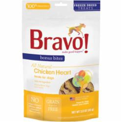 Bravo Bonus Bites Freeze Dried Chicken Hearts Dog 3Z {L+1} 294037 829546751517