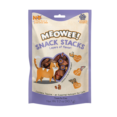 Meowee! Snack Stacks Cat Treat Real Chicken, Real Salmon & Real Beef 3.2 oz 615650000739