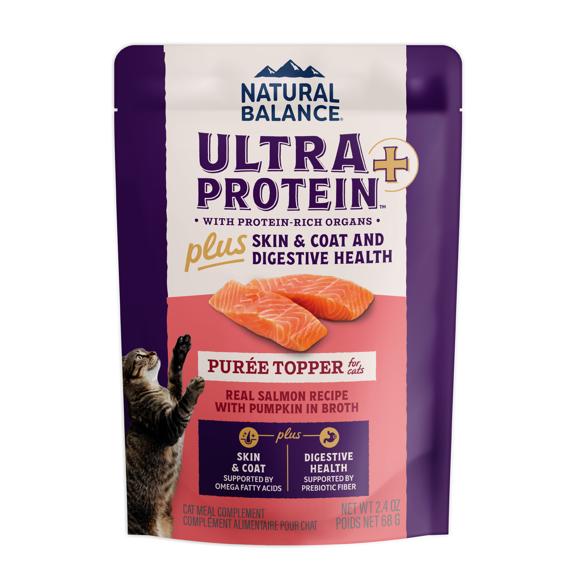 Natural Balance Pet Foods Ultra Protein Plus Skin, Coat & Digestive Cat Food Topper 24ea/2.4 oz 723633006965