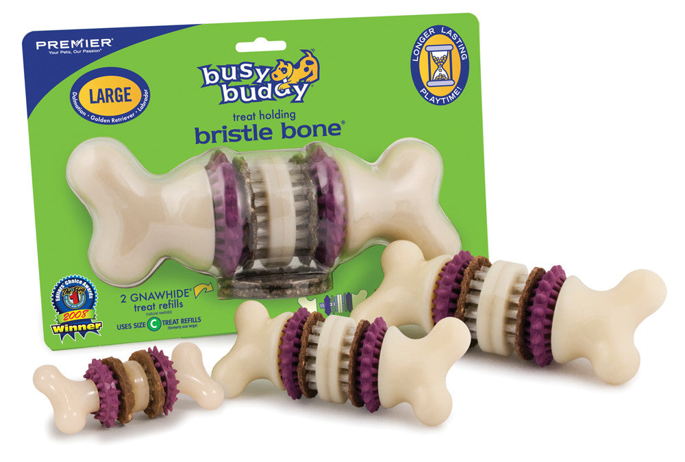 Busy Buddy Bristle Bone Chew Toy Multi-Color XXS