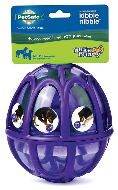 Busy Buddy Dog Toy Kibble Nibble Feeder Ball Purple MD/LG