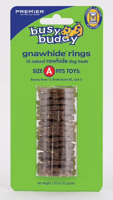 Busy Buddy Gnawhide Ring Refills Original Rawhide 1.83oz 16ct SM - Dog
