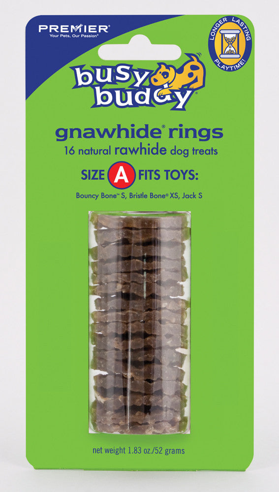 Busy Buddy Gnawhide Ring Refills Original Rawhide 1.83oz 16ct SM