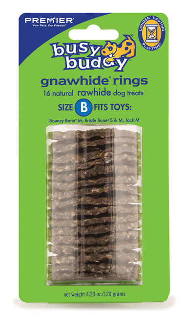 Busy Buddy Gnawhide Ring Refills Original Rawhide 4.23oz 16ct MD - Dog