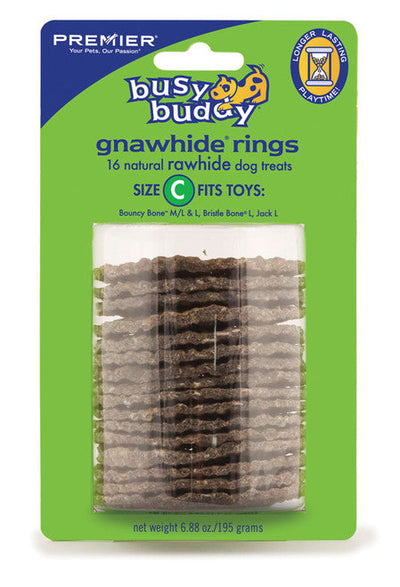 Busy Buddy Gnawhide Ring Refills Original Rawhide 6.88oz 16ct LG - Dog